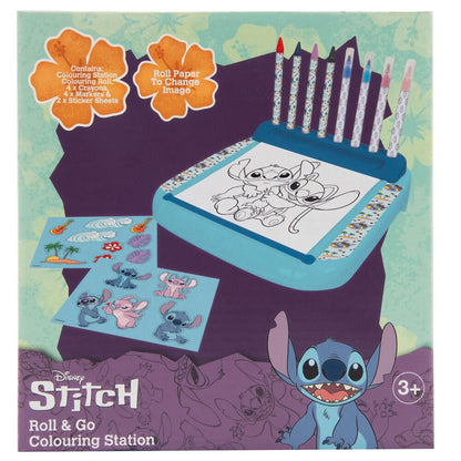Estación de dibujo Roll & Go de Stitch Disney con rotuladores, ceras y stickers