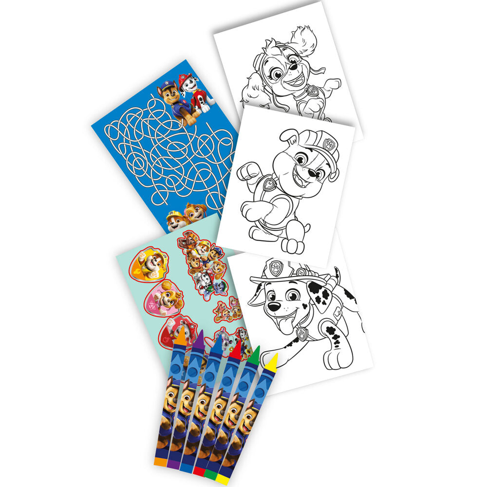 Sobre de actividades Paw Patrol con láminas para colorear, ceras, laberinto y pegatinas