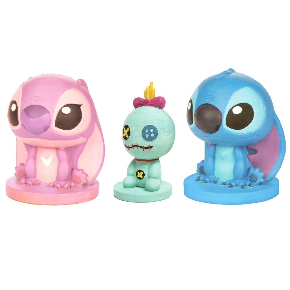 Set Disney Stitch con tres figuras de escayola, pinturas y pincel - 2