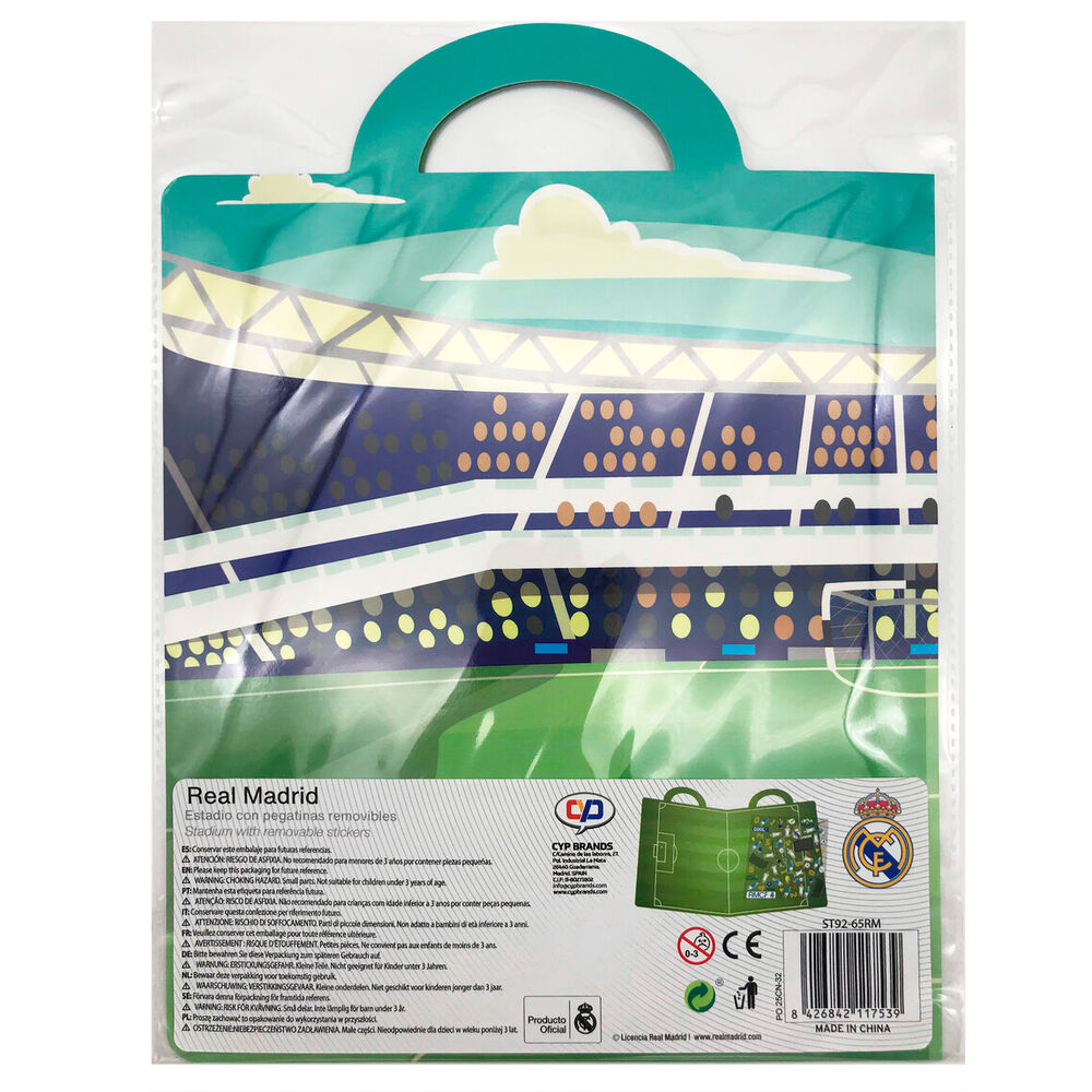 Libro de pegatinas 3D reutilizables del Real Madrid con diseño de estadio y fútbol - 2