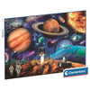 Puzzle Clementoni de misión espacial con planetas y astronautas