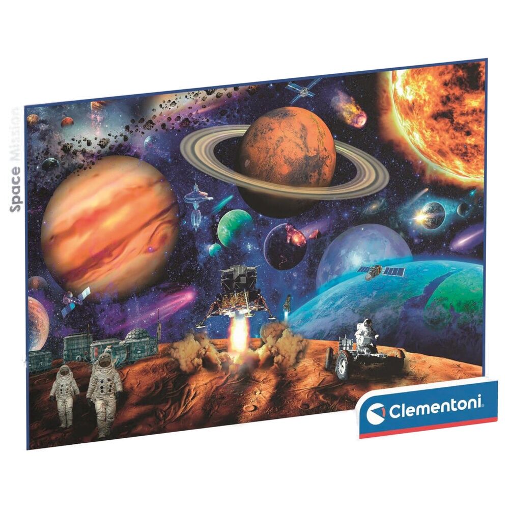 Puzzle Clementoni de misión espacial con planetas y astronautas