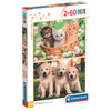 Puzzle Clementoni Hermanos de Piel con escenas de gatitos y cachorros