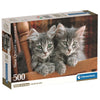 Puzzle Clementoni de 500 piezas con dos gatitos grises