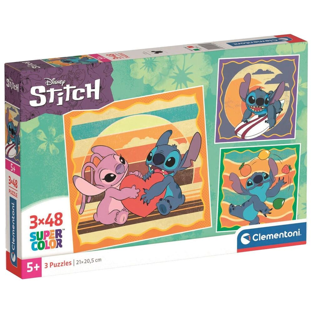 Puzzle Clementoni de Stitch Disney con tres escenas de 48 piezas