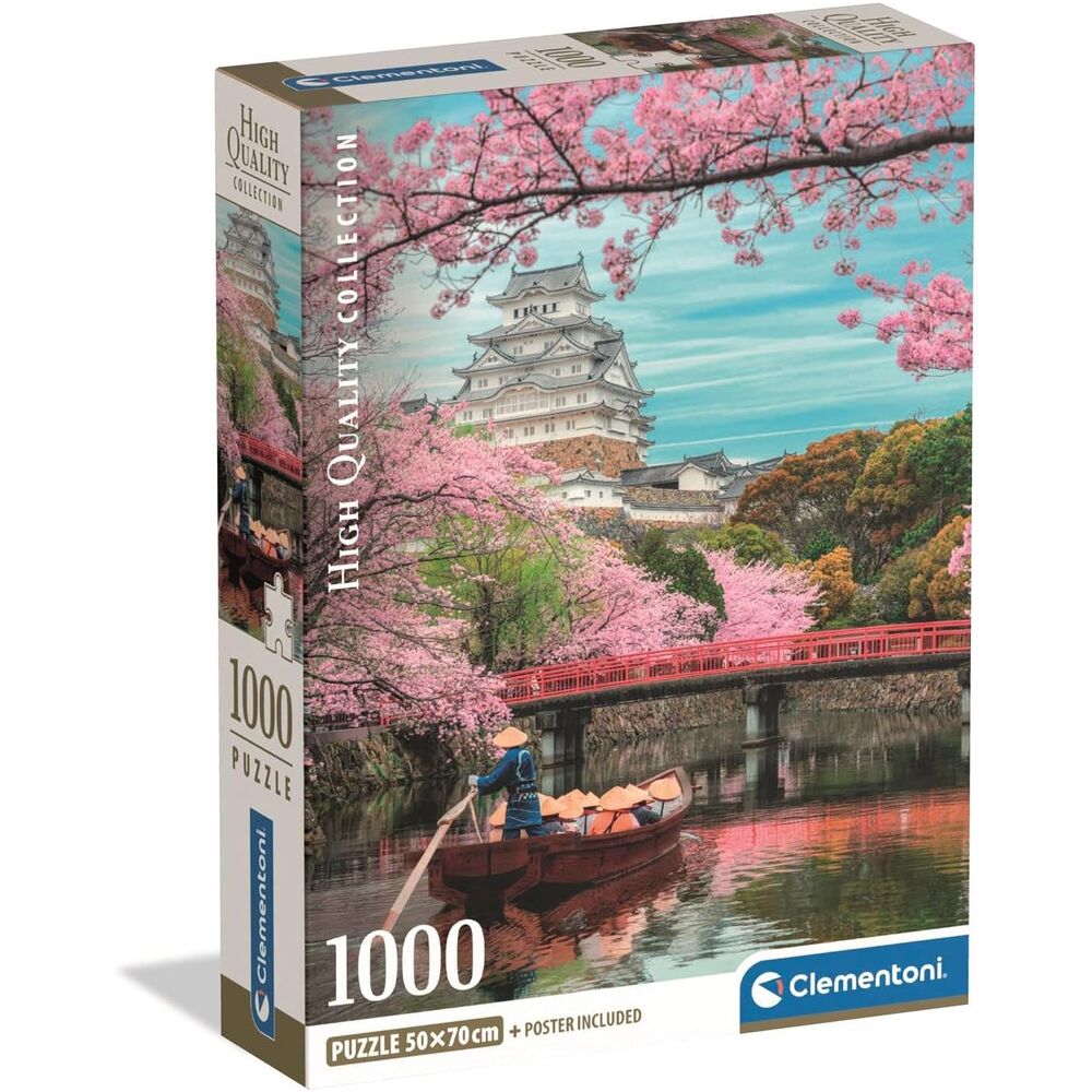 Puzzle Clementoni de 1000 piezas con el castillo de Himeji entre cerezos en flor