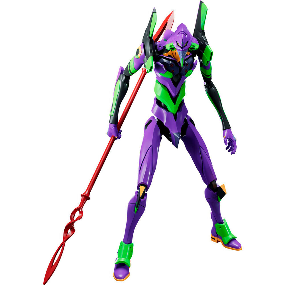 Figura articulada MODEROID Evangelion Unit-01 morada y verde con lanza de Cassius