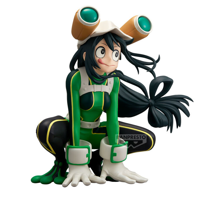 Figura de Tsuyu Asui de My Hero Academia en pose agachada