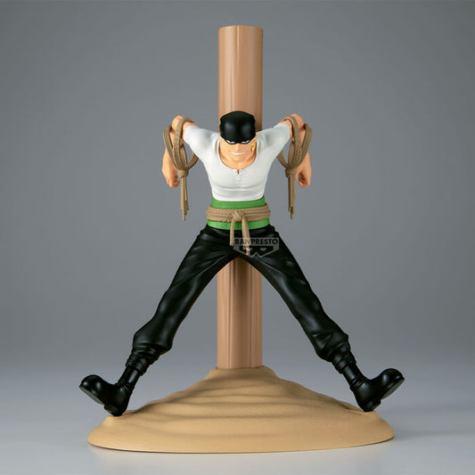 Figura Banpresto de Zoro Pirate Hunter de One Piece sujeto a un poste - 2