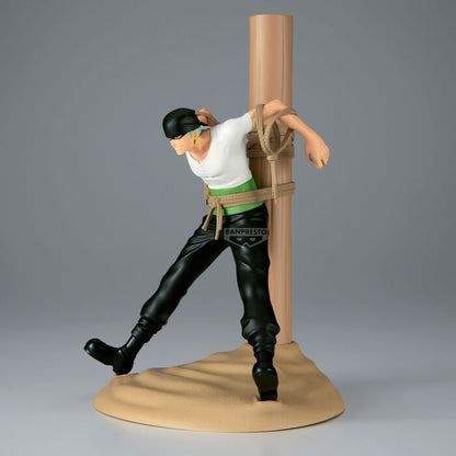 Figura Banpresto de Zoro Pirate Hunter de One Piece sujeto a un poste - 3