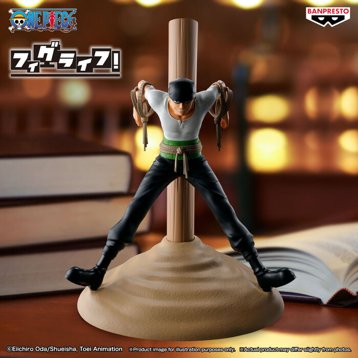 Figura Banpresto de Zoro Pirate Hunter de One Piece sujeto a un poste - 4