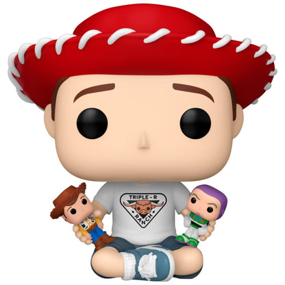 Figura Funko POP! de Andy con Woody y Buzz Lightyear