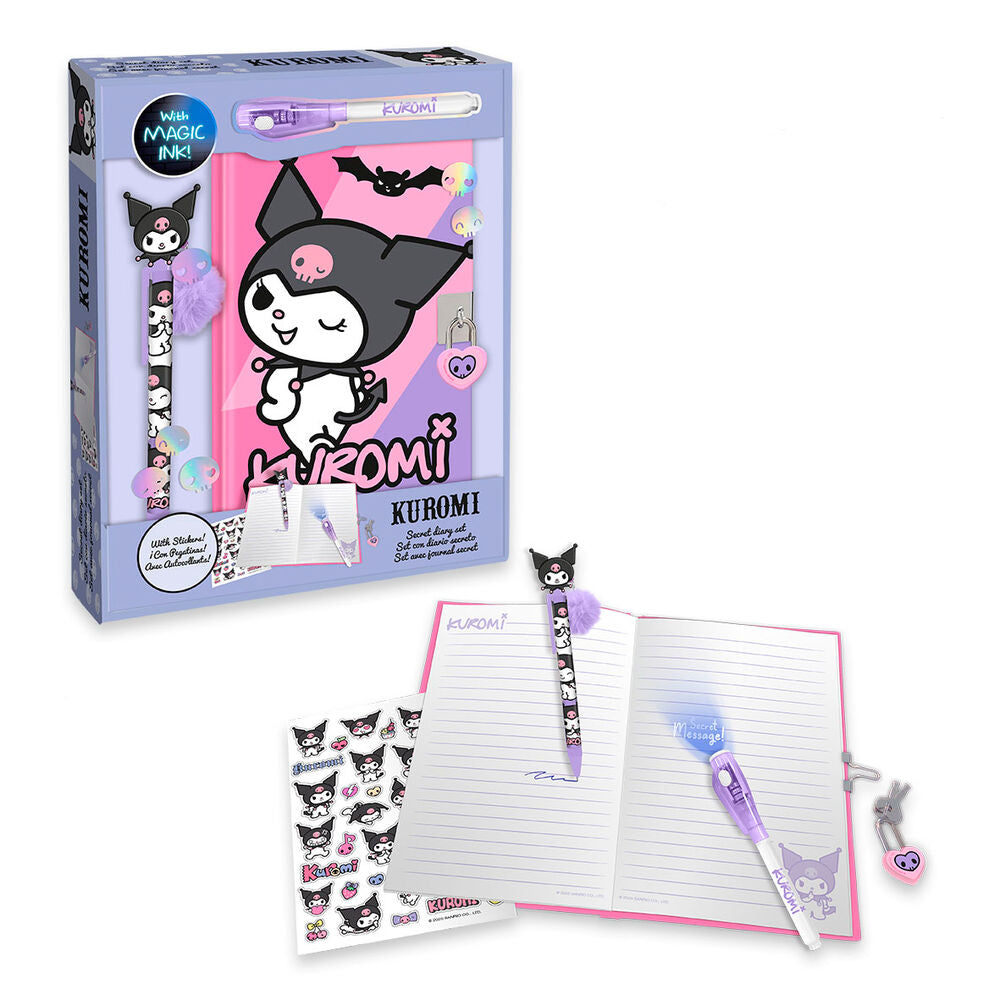 Diario Kuromi Hello Kitty con bolígrafo mágico y pegatinas