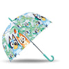 Paraguas manual Bluey de 46 cm con estampado de personajes y mango turquesa