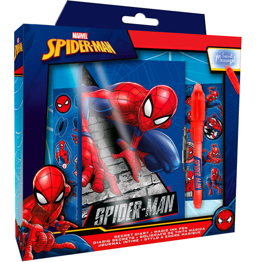 Diario secreto Spider-Man Marvel con bolígrafo mágico rojo