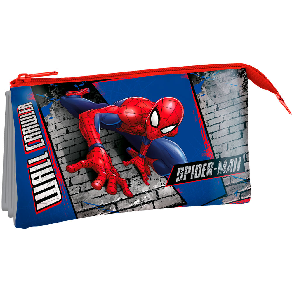 Portatodo triple de Spider-Man Marvel azul y rojo