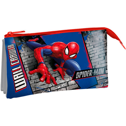 Portatodo triple de Spider-Man Marvel azul y rojo