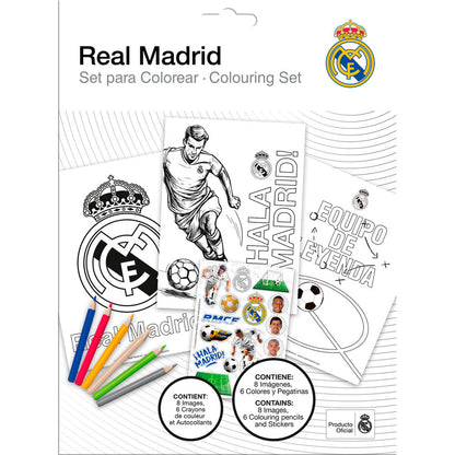 Set para colorear Real Madrid con imágenes, colores y pegatinas