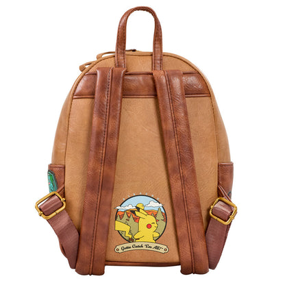 Mochila Pokémon Loungefly marrón con parches de Pikachu, Charmander, Eevee y Snorlax - 3