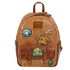 Mochila Pokémon Loungefly marrón con parches de Pikachu, Charmander, Eevee y Snorlax