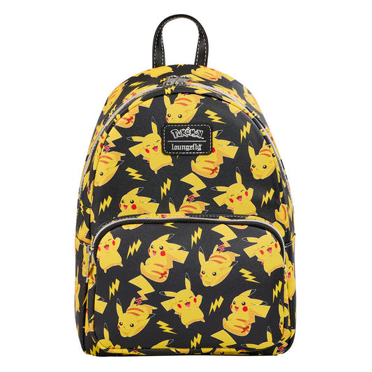 Mochila Loungefly de Pikachu con estampado Pokémon sobre fondo negro