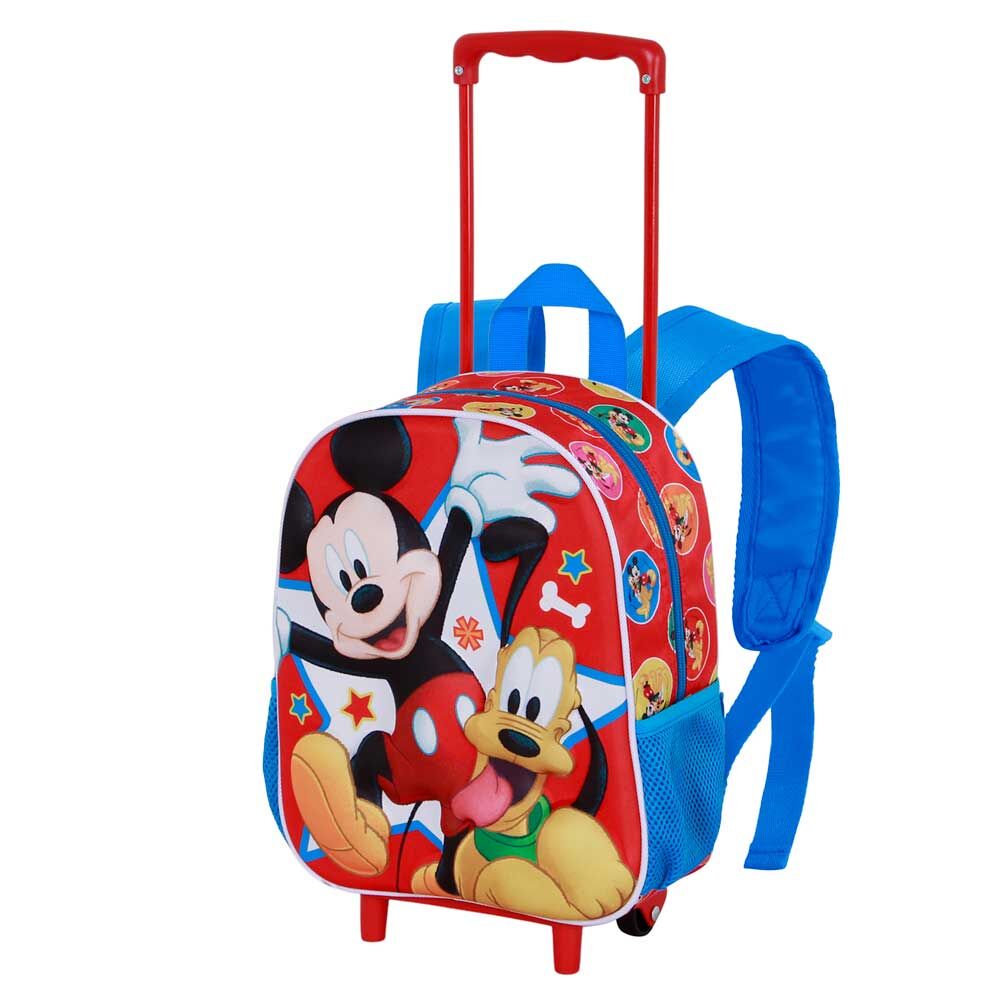 Trolley mochila infantil 3D de Mickey y Pluto con ruedas