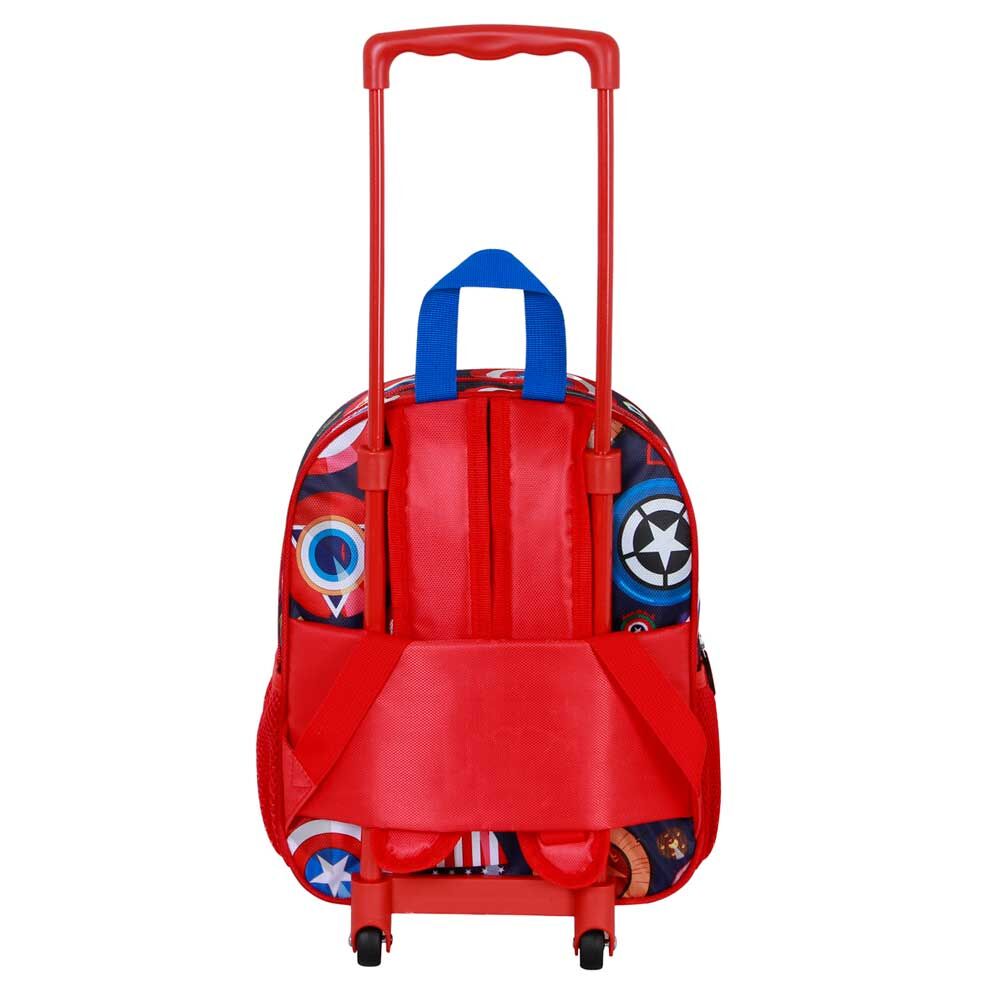 Trolley mochila infantil 3D de Capitán América Marvel con dos ruedas - 3
