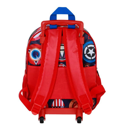 Trolley mochila infantil 3D de Capitán América Marvel con dos ruedas - 4