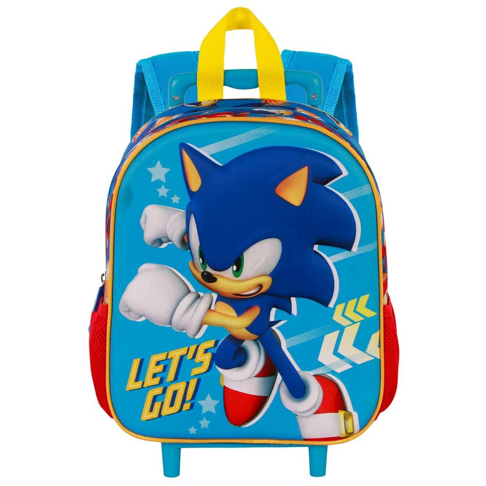 Trolley mochila 3D azul de Sonic The Hedgehog con ruedas - 3