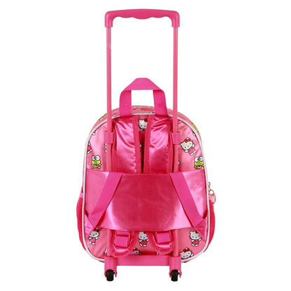 Trolley mochila infantil rosa de Hello Kitty con dos ruedas y asa telescópica - 3