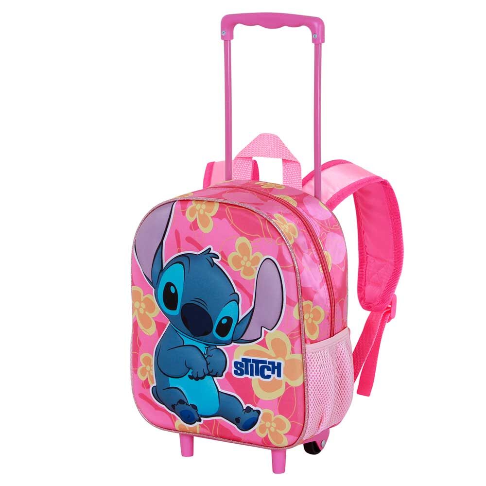 Trolley mochila rosa de Stitch Disney con dos ruedas