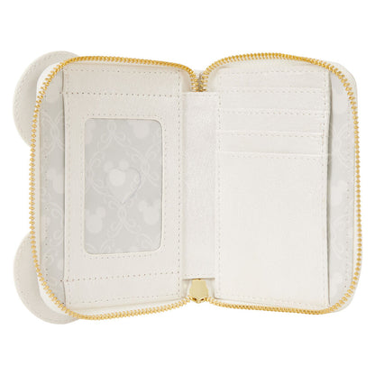 Cartera Boda Minnie Disney Loungefly blanca con lazo y corazón dorado - 3