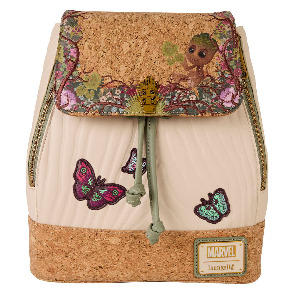 Mochila Loungefly de Groot de Marvel con flores y mariposas