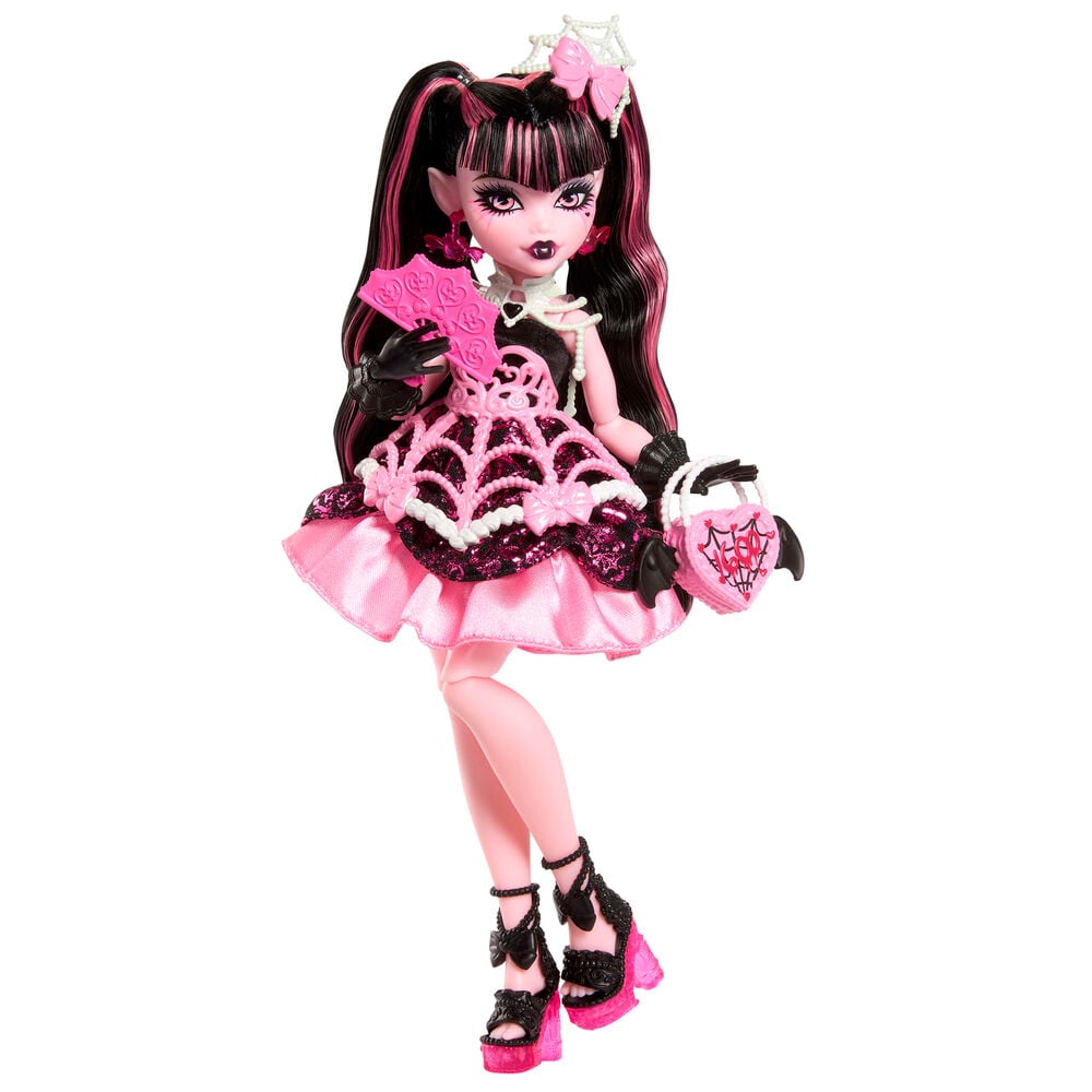 Muñeca Draculaura Monster High Scary Sweet Birthday con vestido rosa y negro