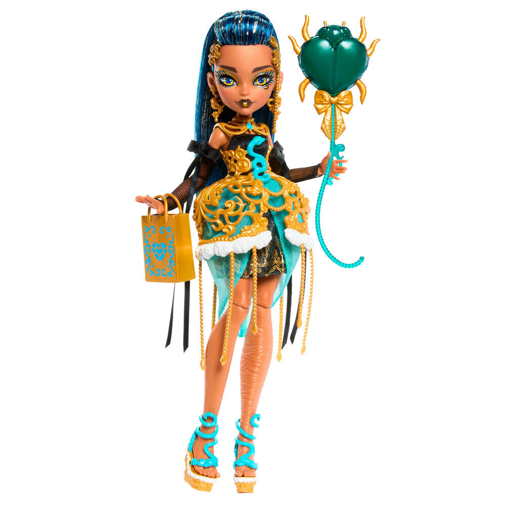 Muñeca Cleo De Nile Monster High con globo y bolso de cumpleaños