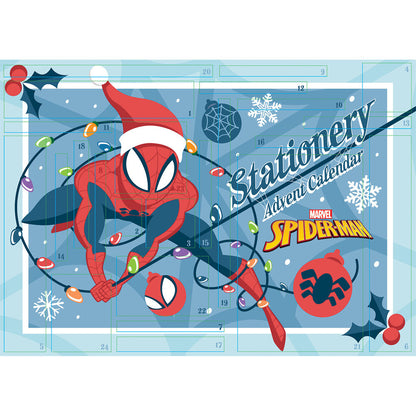 Calendario de Adviento de papelería Spider-Man Marvel con diseño navideño