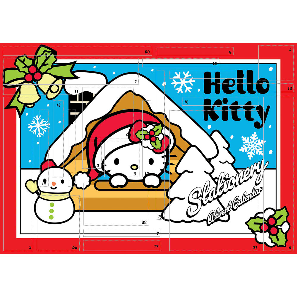 Calendario de Adviento Hello Kitty con diseño navideño y 24 sorpresas