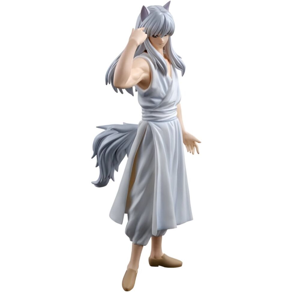 Figura de Youko Kurama de Yu Yu Hakusho con cabello claro, orejas y colas de zorro