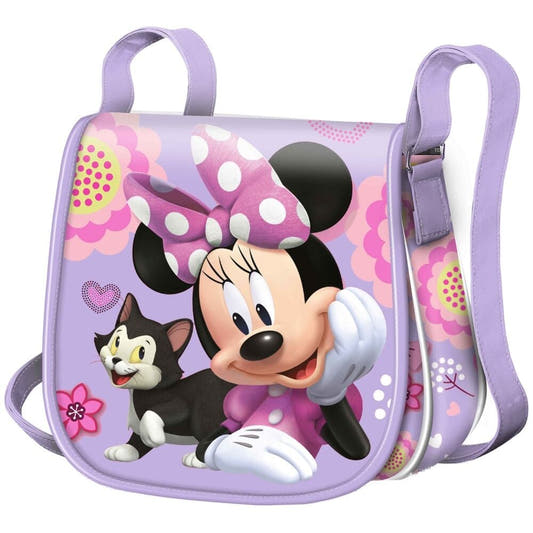 Bolso lila de Minnie Disney con gato, flores y correa larga
