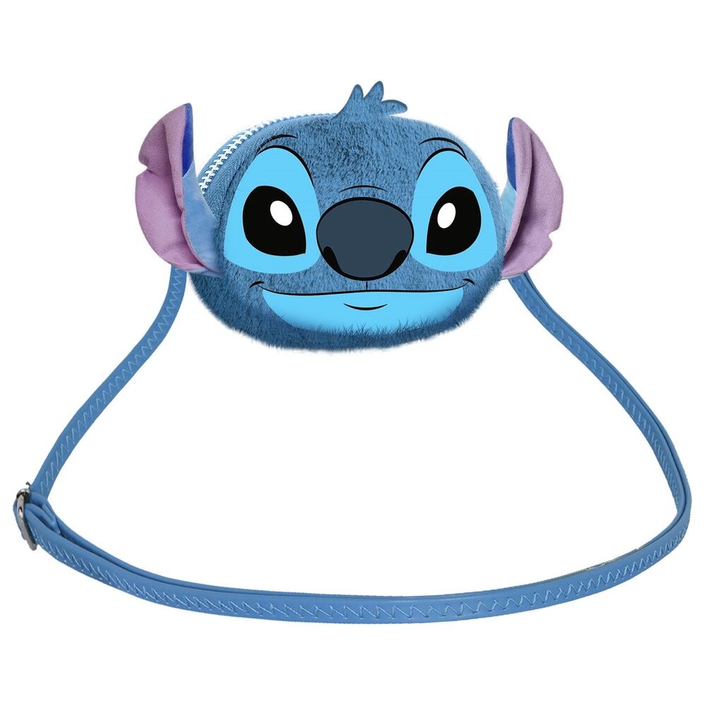 Bolso de peluche azul con rostro de Stitch Disney y correa