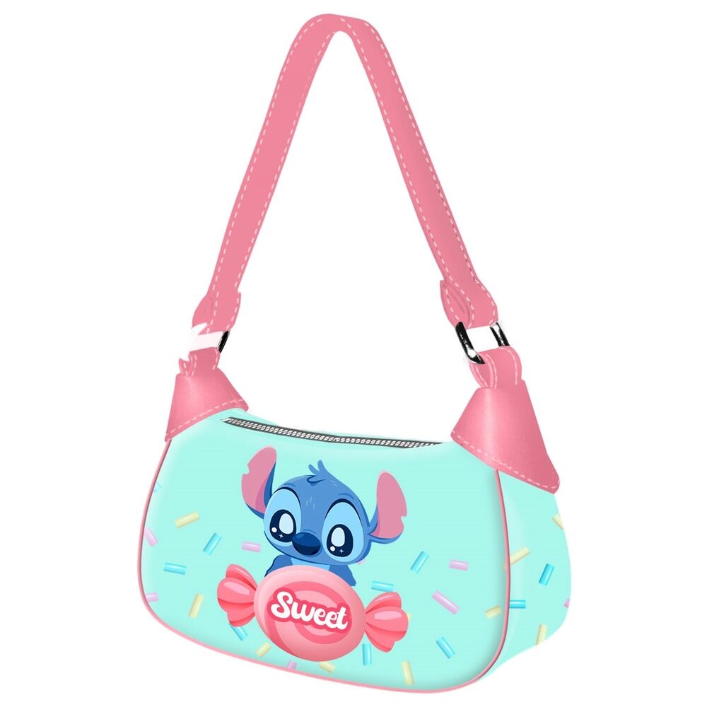 Bolso Candy Stitch Disney turquesa y rosa con cremallera