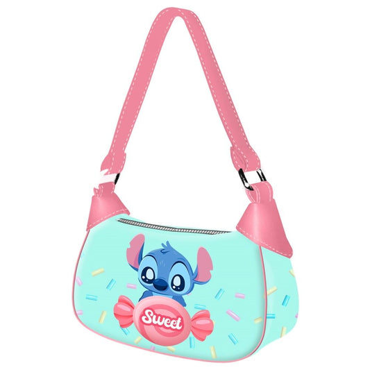Bolso Candy Stitch Disney turquesa y rosa con cremallera