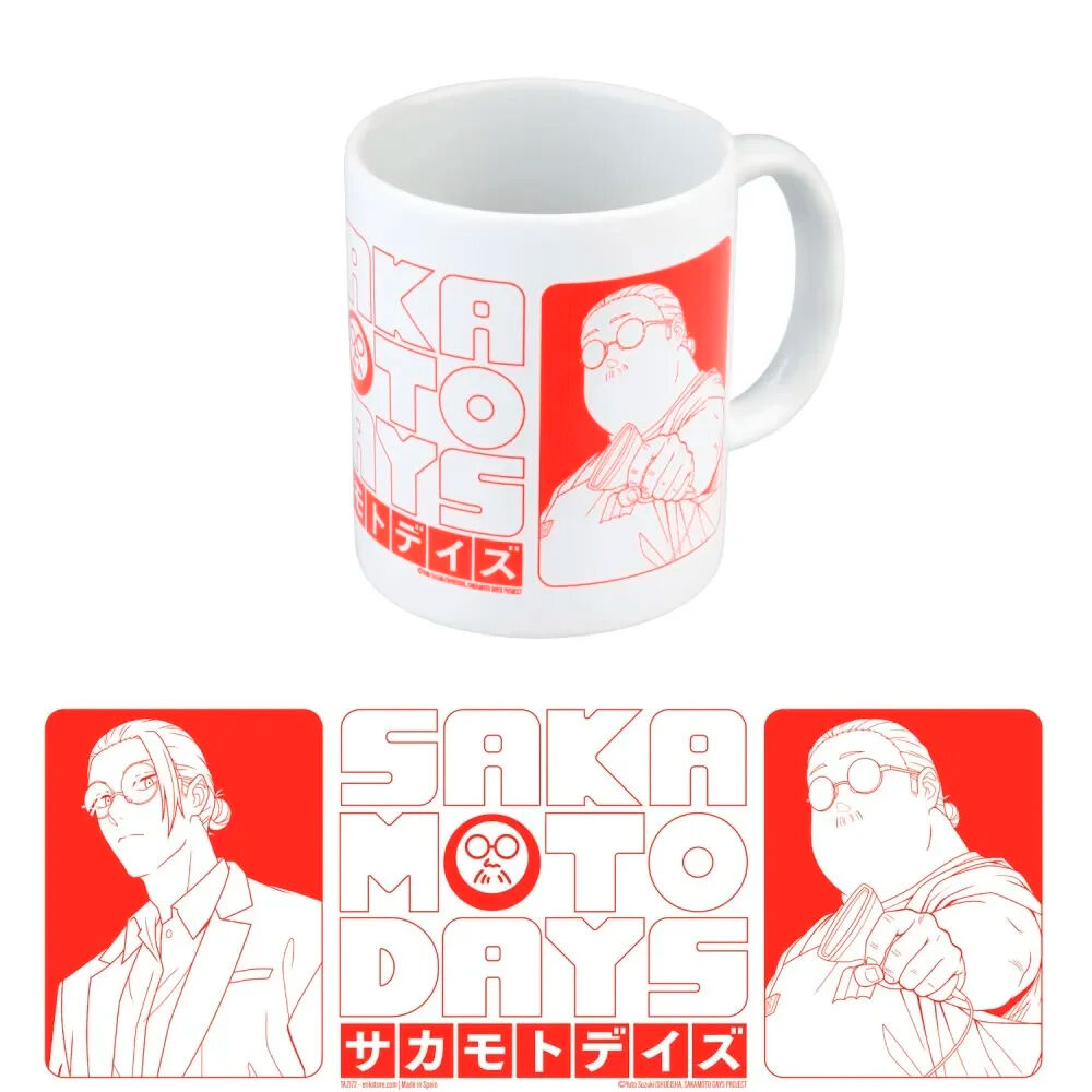 Taza de cerámica Sakamoto Days ERIK de 350 ml con diseño rojo