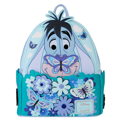 Mochila Loungefly de Eeyore Disney con flores y mariposas azules