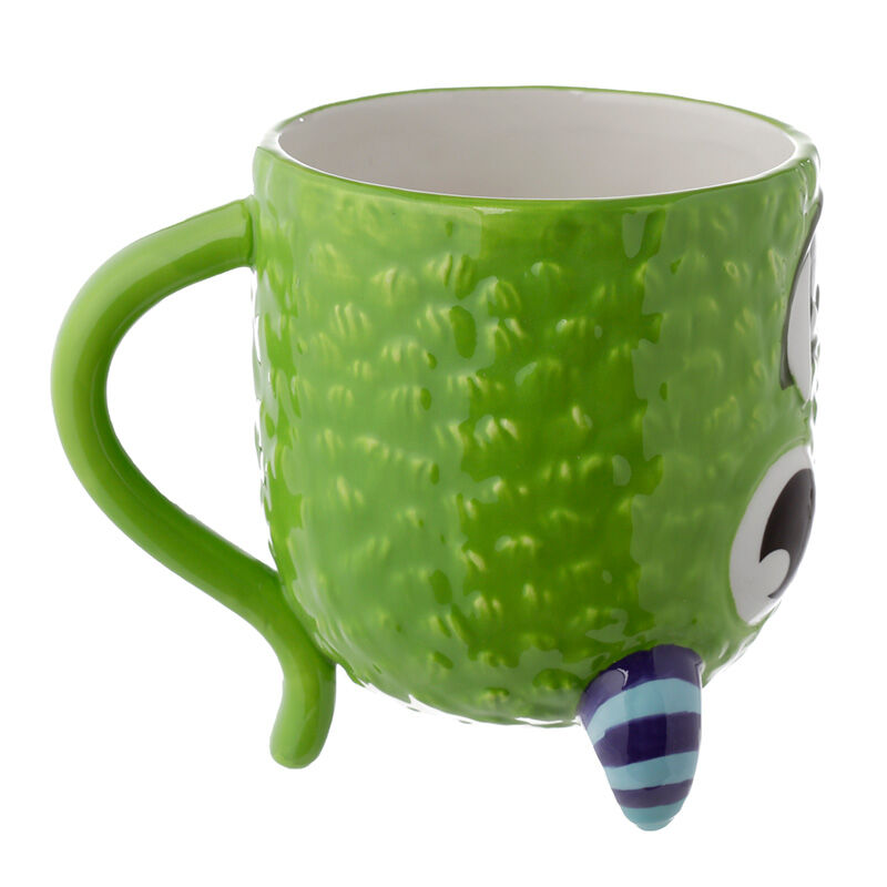 Taza 3D verde Monstarz con diseño de monstruo y cuernos a rayas - 4