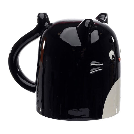 Taza de cerámica 3D con forma de gato negro - 2