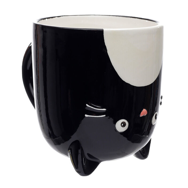 Taza de cerámica 3D con forma de gato negro - 3