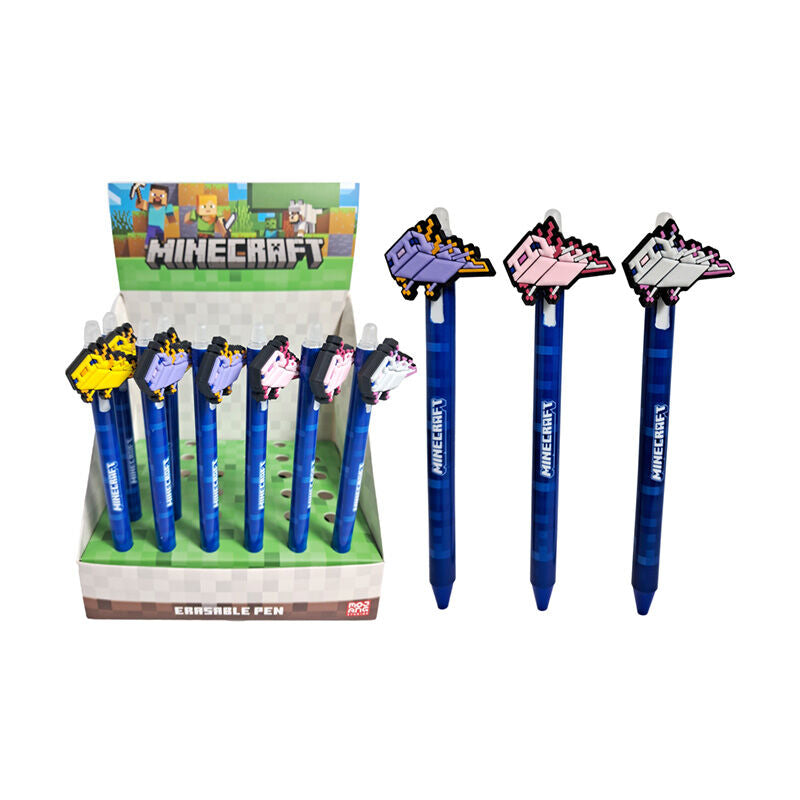 Bolígrafo borrable Minecraft azul con topper de PVC surtido