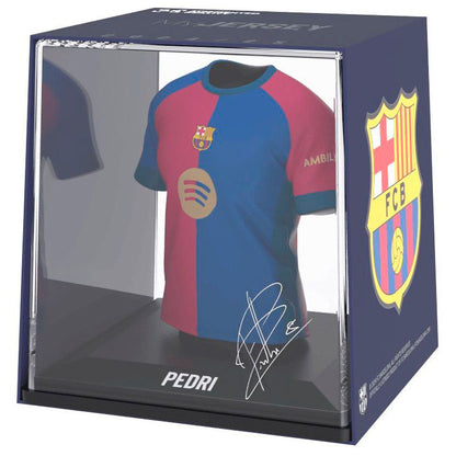 Figura mini de la camiseta de Pedri del FC Barcelona en estuche transparente