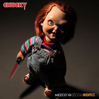 Muñeco Chucky de 38 cm con ropa de los Good Guys y cuchillo - 3